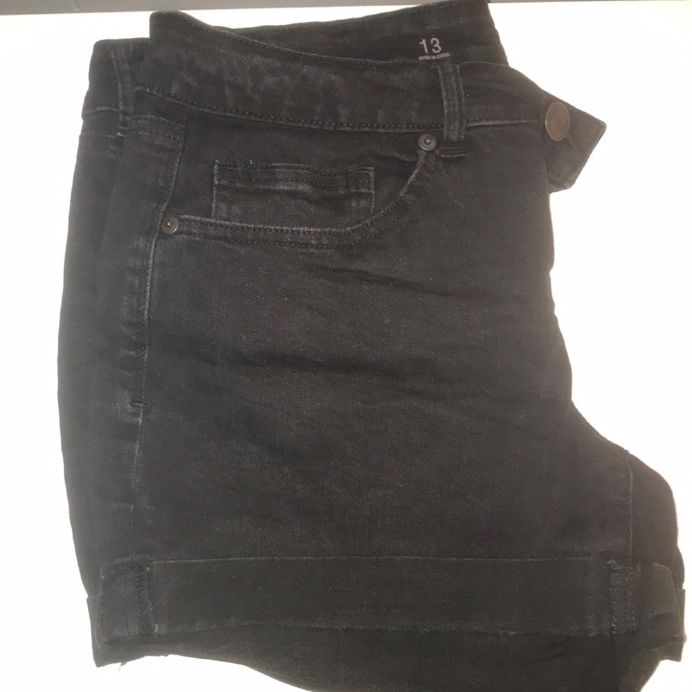 Black jean cuffed shorts